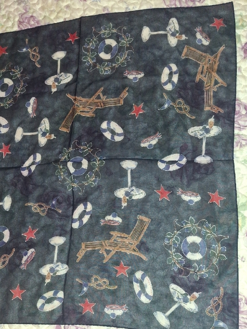 Nautical Print Scarf Duo - Red and Blue - Picture 8 of 9